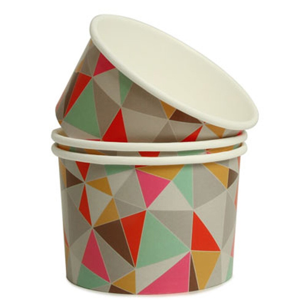 8oz Ice Cream Cups -Polygon Design- x 1000 Case